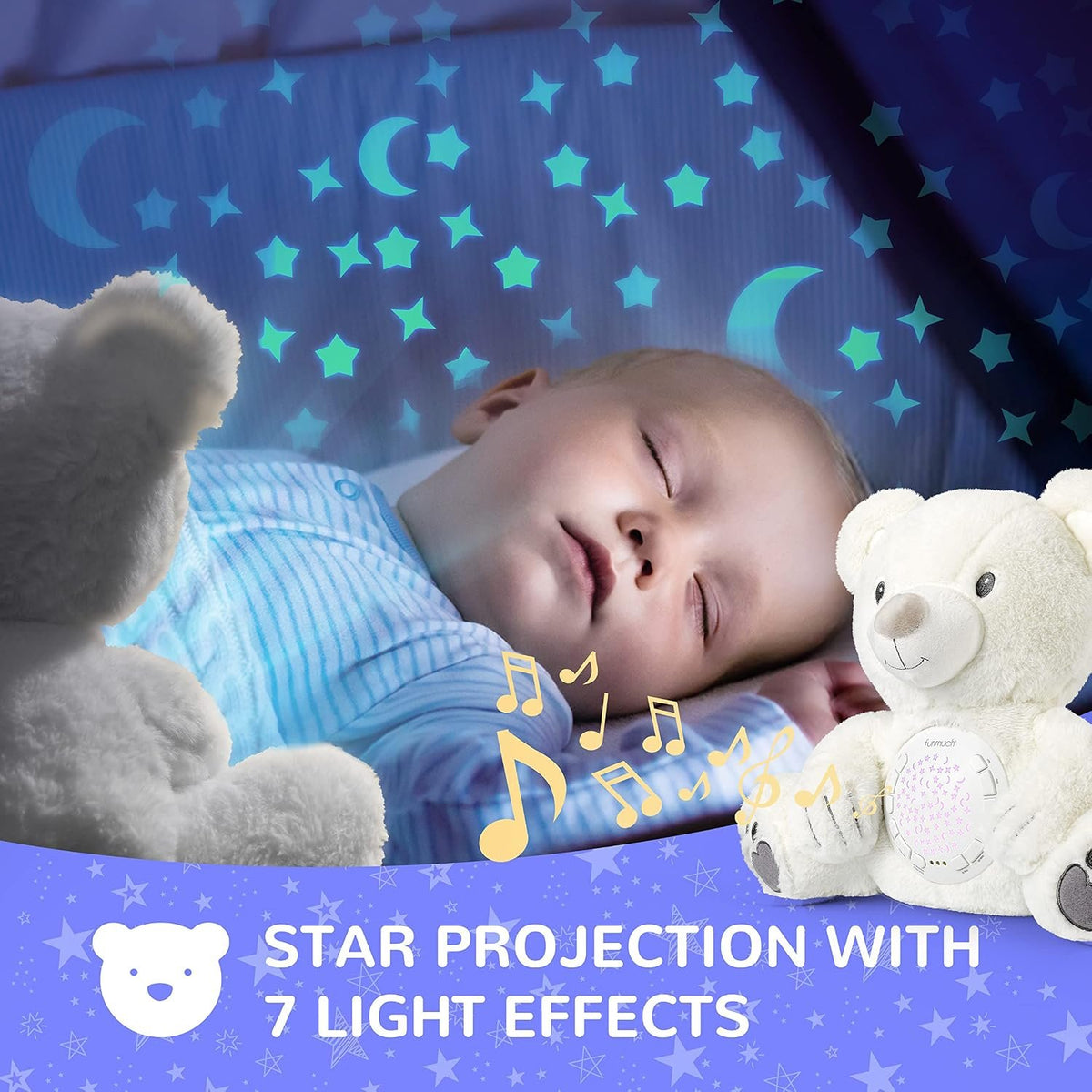 Arush Polar për Gjumë të Bebes – White Noise, Melodi & Projektor Yjesh