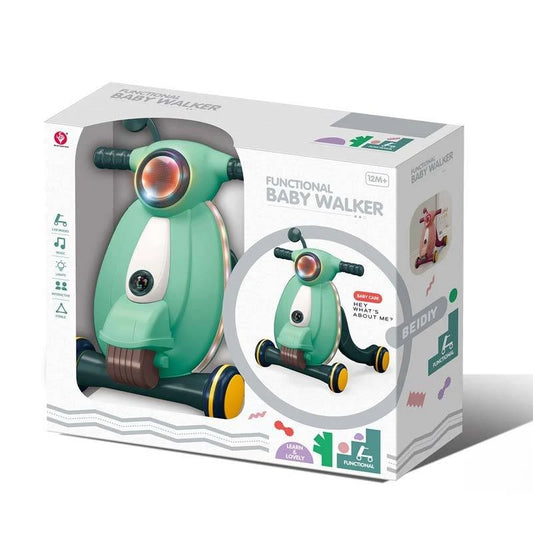 Baby Walker – Motoçikletë Ecëse – Shtytëse për Fëmijë me Drita dhe Muzikë – E Gjelbër