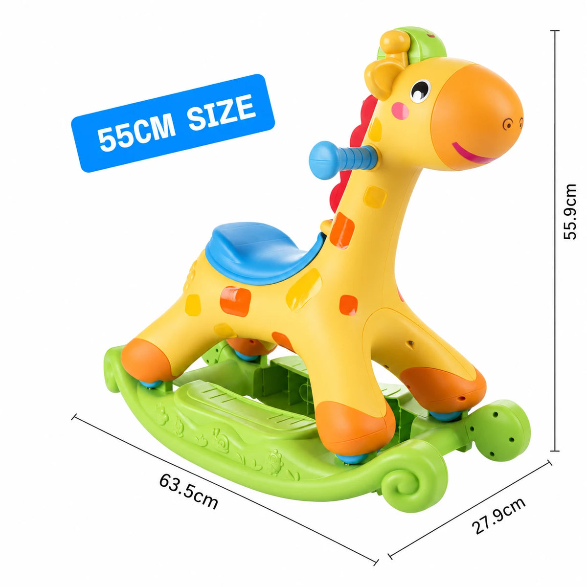 Giraffe 2-në-1 – Luhatëse Muzikore dhe Skuter Ride-On për Fëmijë