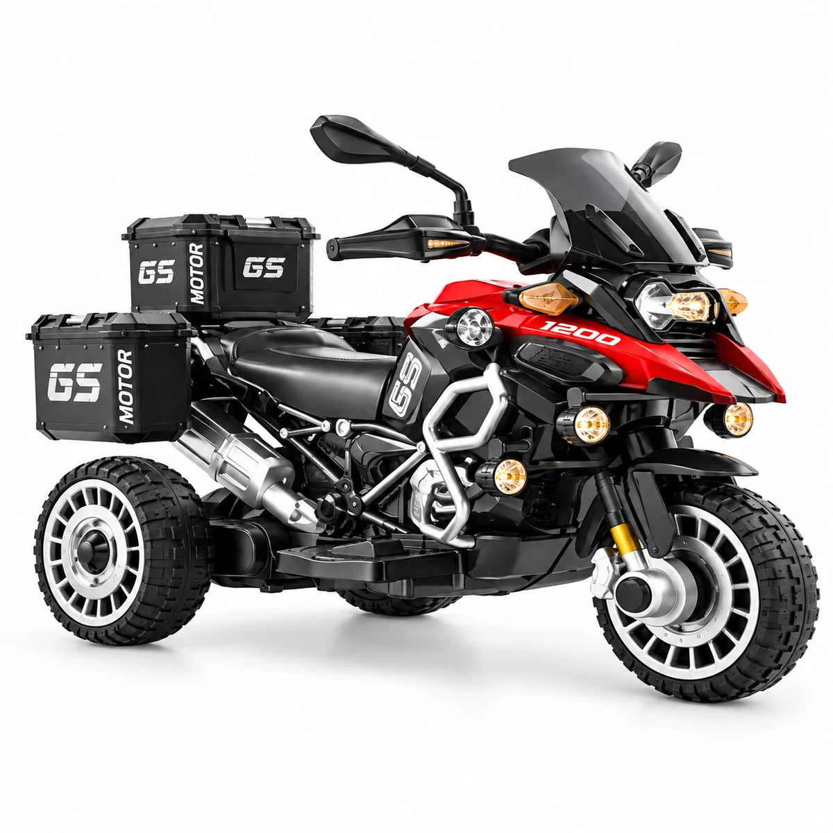 GS Style Touring – Motor Elektrik 3-Rrotësh për Fëmijë me Drita LED dhe Kuti Bagazhi
