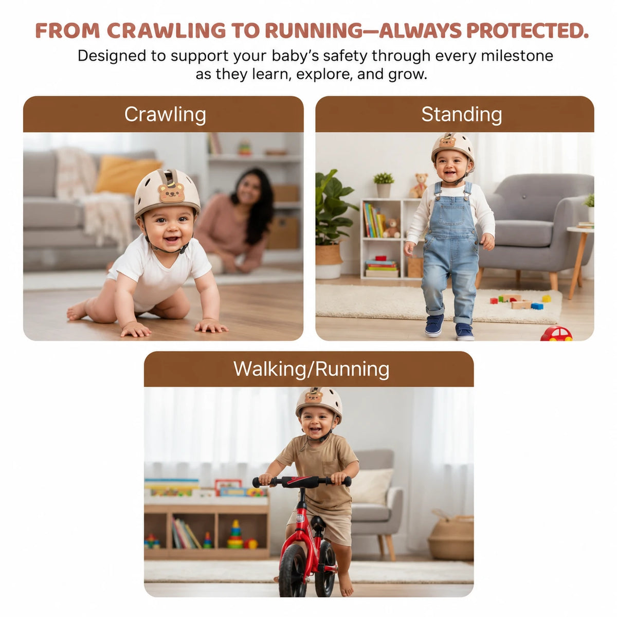 Kapelë Mbrojtëse për Kokën e Bebes, 0–48 Muaj – Baby Bear Safety Helmet