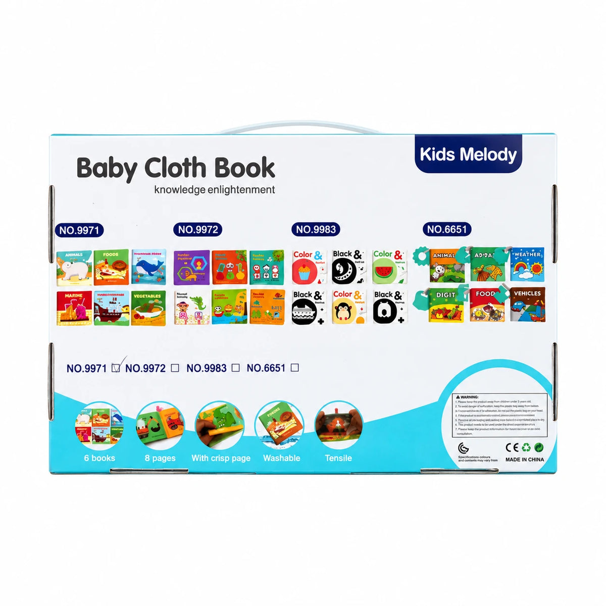 Kids Melody Play House Series – Set me 6 Libra Edukativë prej Pëlhure për Bebe 0M+