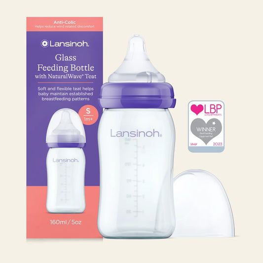 Lansinoh Glass Feeding Bottle 160 ml – Shishe Qelqi Anti-Colic