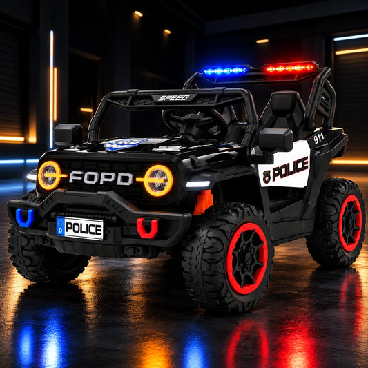 Police Jeep Off-Road 12V – Makinë Elektrike Policie për Fëmijë, 2 Ulëse dhe Telekomandë