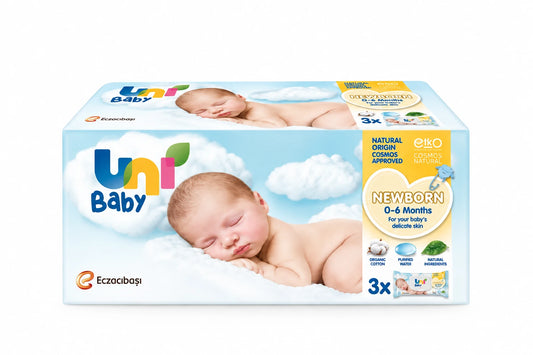 Uni Baby Newborn – Peceta të Lagura për të Porsalindur, 3 × 120 Copë