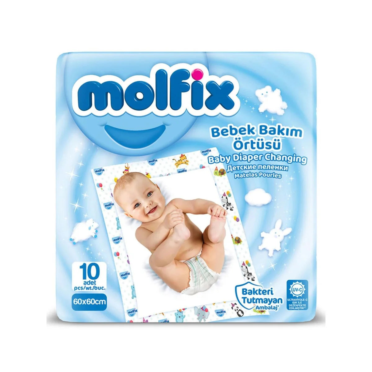 Molfix – Shtroja Njëpërdorimshme për Ndërrimin e Bebit, 60 × 60 cm – foto 2