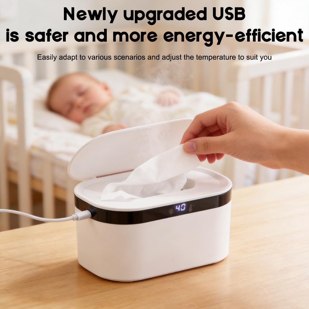 Ngrohës për Peceta të Lagura për Bebe – 3 Nivele Temperature & Dritë Nate LED