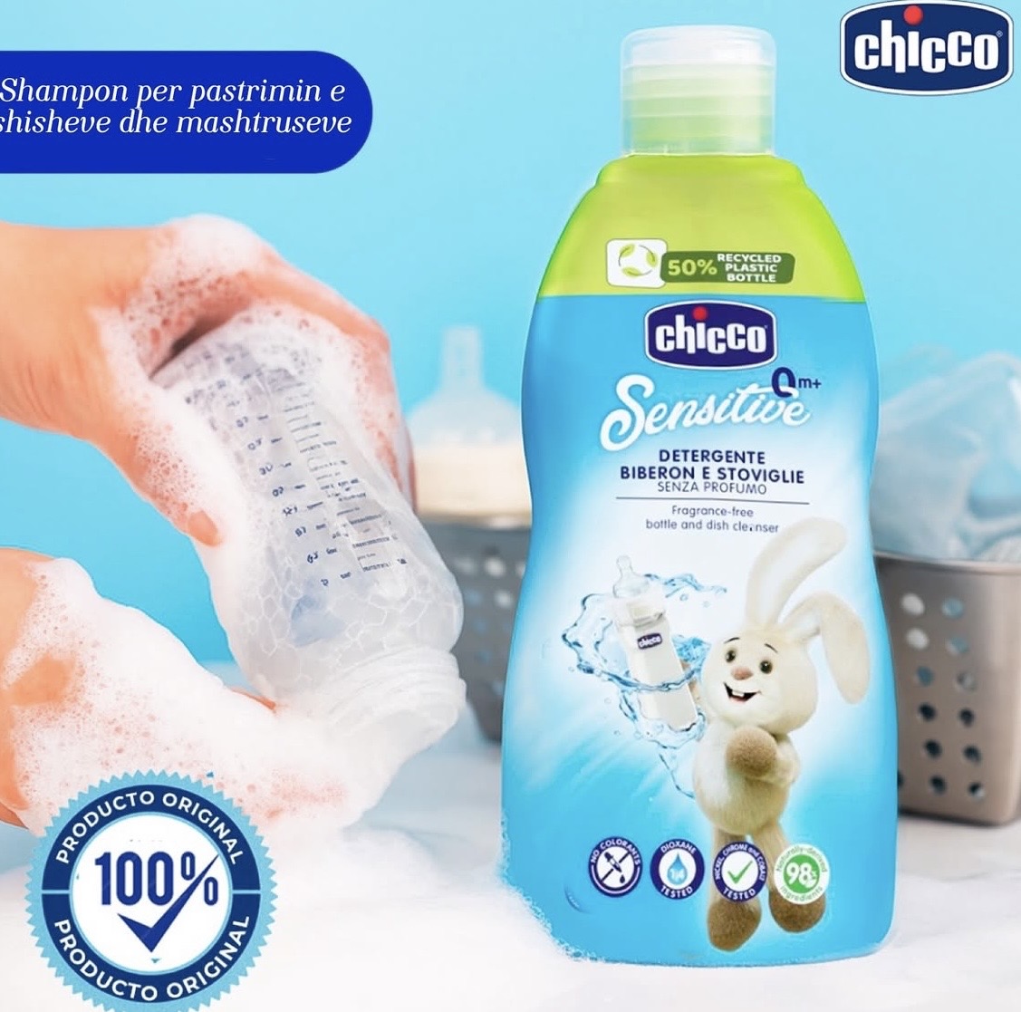 Chicco Sensitive – Detergjent për Shishe dhe Enë të Bebit 0+, 300 ml – foto 5