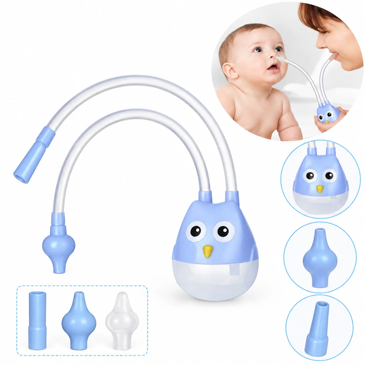 Aspirator Nazal me Tub për Bebe – Pastrues Manual i Hundës me Majë Silikoni