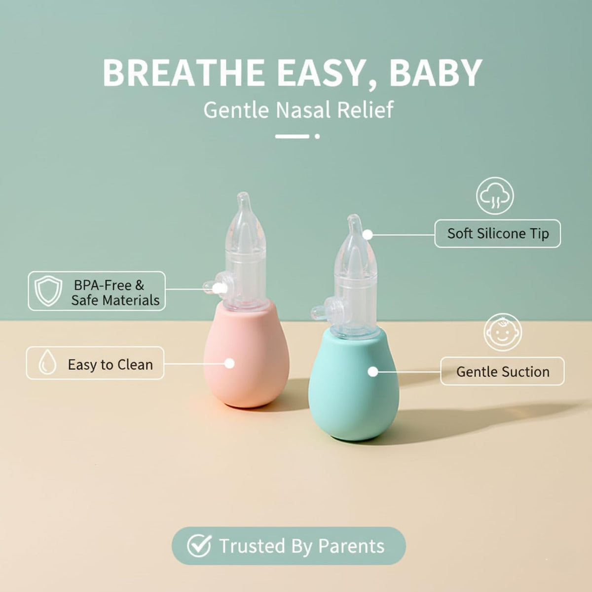 Aspirator Nazal për Bebe dhe Fëmijë – Pastrues Manual i Hundës me Silikon të Butë, Pa BPA