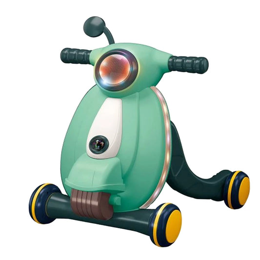 Baby Walker – Motoçikletë Ecëse – Shtytëse për Fëmijë me Drita dhe Muzikë – E Gjelbër