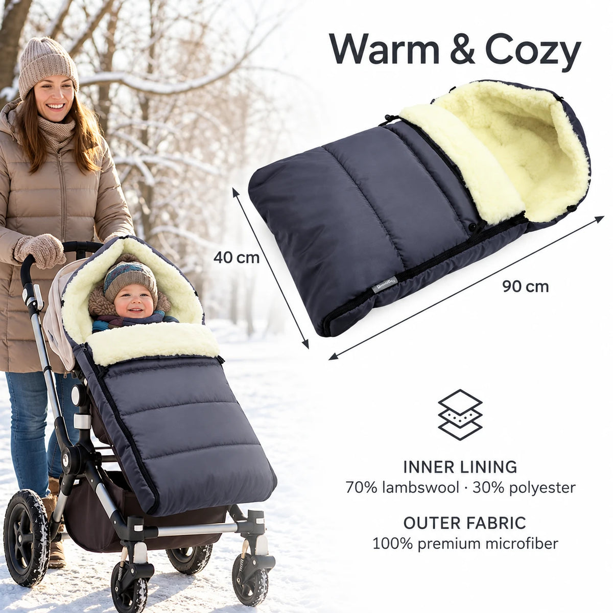 Babylux K12 Baby Sacco – Mbështjellës Dimëror për Karrocë