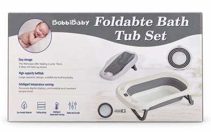 BobbiBaby Set Vaskë – Koritë e Palosshme për Bebe me Mbështetëse dhe Matës Digjital të Temperaturës