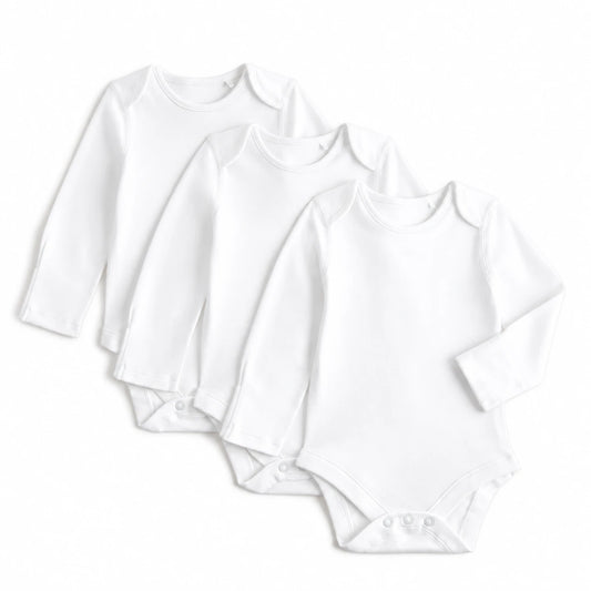 Body me Mëngë të Gjata për Bebe – Set 3 Copë, 100% Pambuk