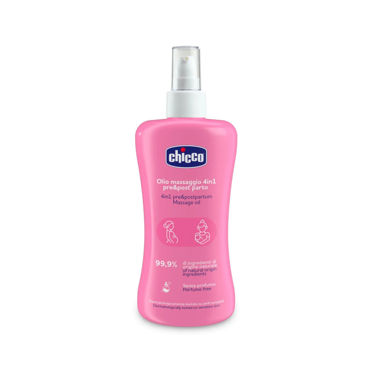 Chicco 4‑në‑1 – Vaj Masazhi Para dhe Pas Lindjes, 200 ml – foto 1