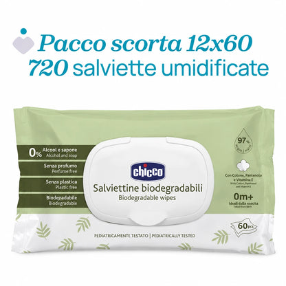 Chicco Biodegradable Baby Wipes – Peceta Biodegraduese për Bebe me 97% Ujë, 0M+
