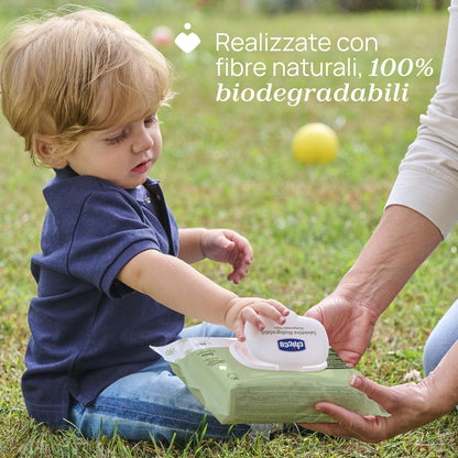 Chicco Biodegradable Baby Wipes – Peceta Biodegraduese për Bebe me 97% Ujë, 0M+
