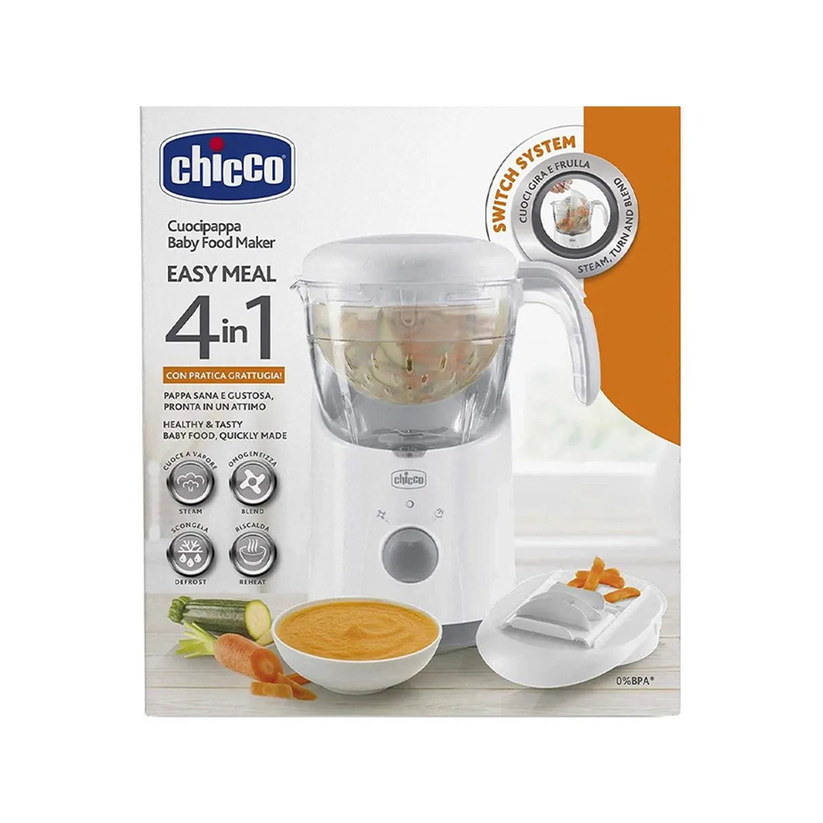 Chicco Easy Meal 4-në-1 – Blender dhe Avullues për Ushqimin e Bebes