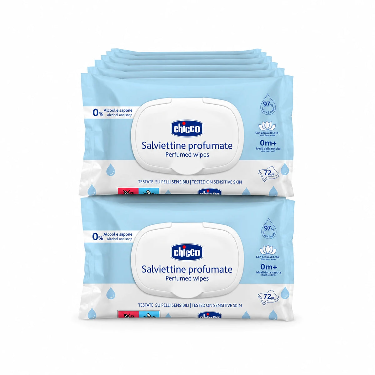 Chicco Multi-Purpose Baby Wipes – Peceta të Lagura për Bebe, 12 × 72 Copë