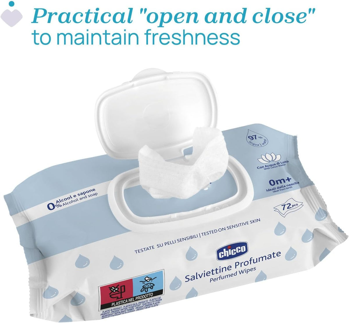 Chicco Multi-Purpose Baby Wipes – Peceta të Lagura për Bebe, 12 × 72 Copë