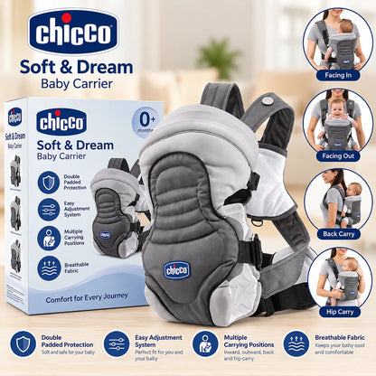Chicco Soft & Dream – Kangur (Mbajtëse Ergonomike) për Bebe me 3 Pozicione Mbajtjeje