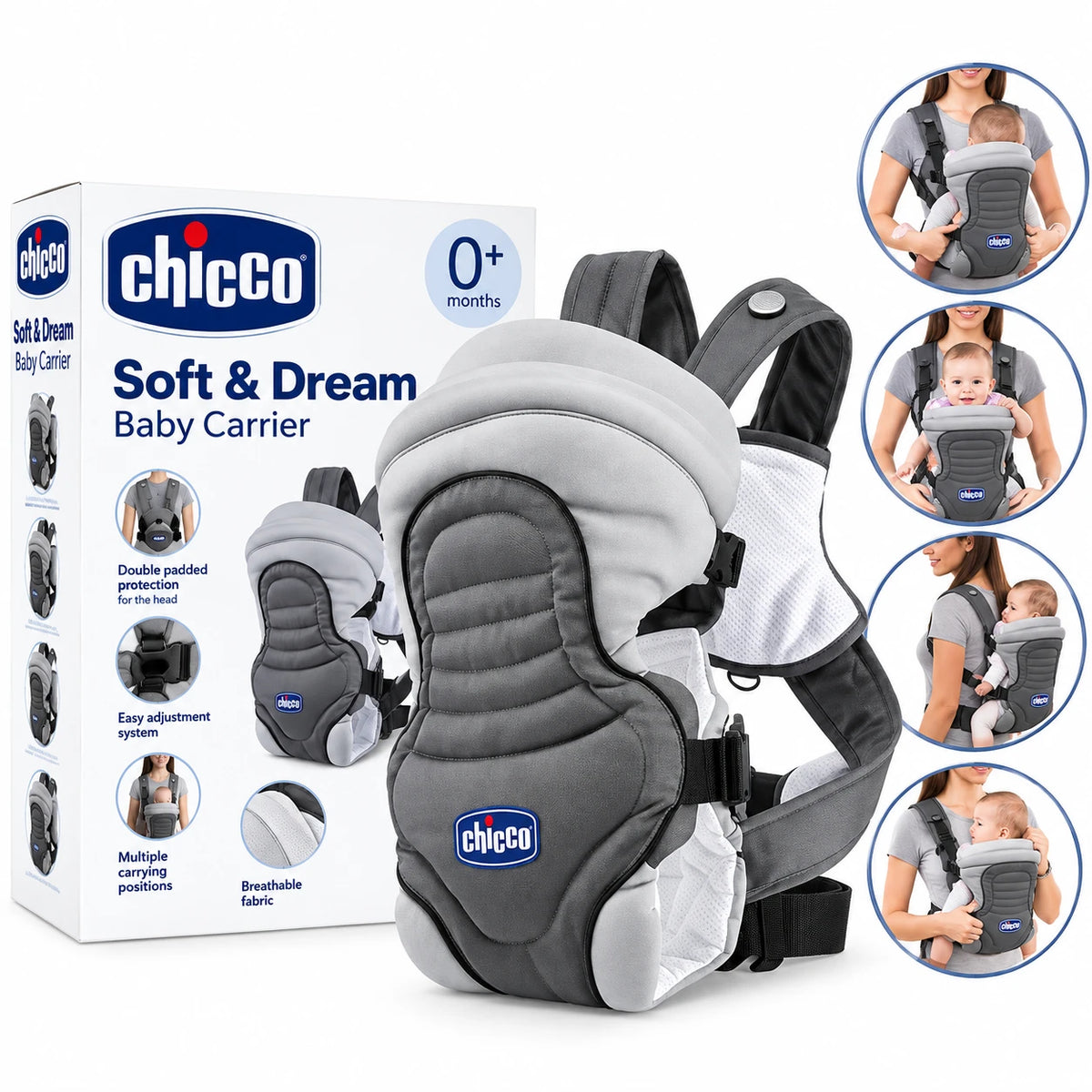 Chicco Soft & Dream – Kangur (Mbajtëse Ergonomike) për Bebe me 3 Pozicione Mbajtjeje