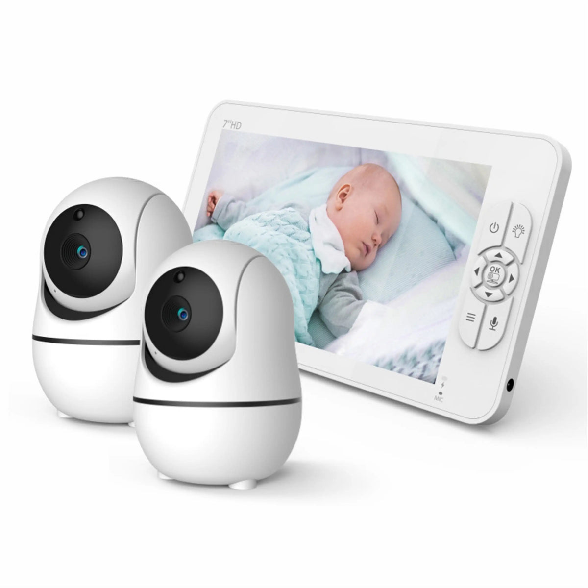 DARMLINK Baby Monitor 7″ HD me 2 Kamera – Night Vision, VOX dhe Zoom 4X