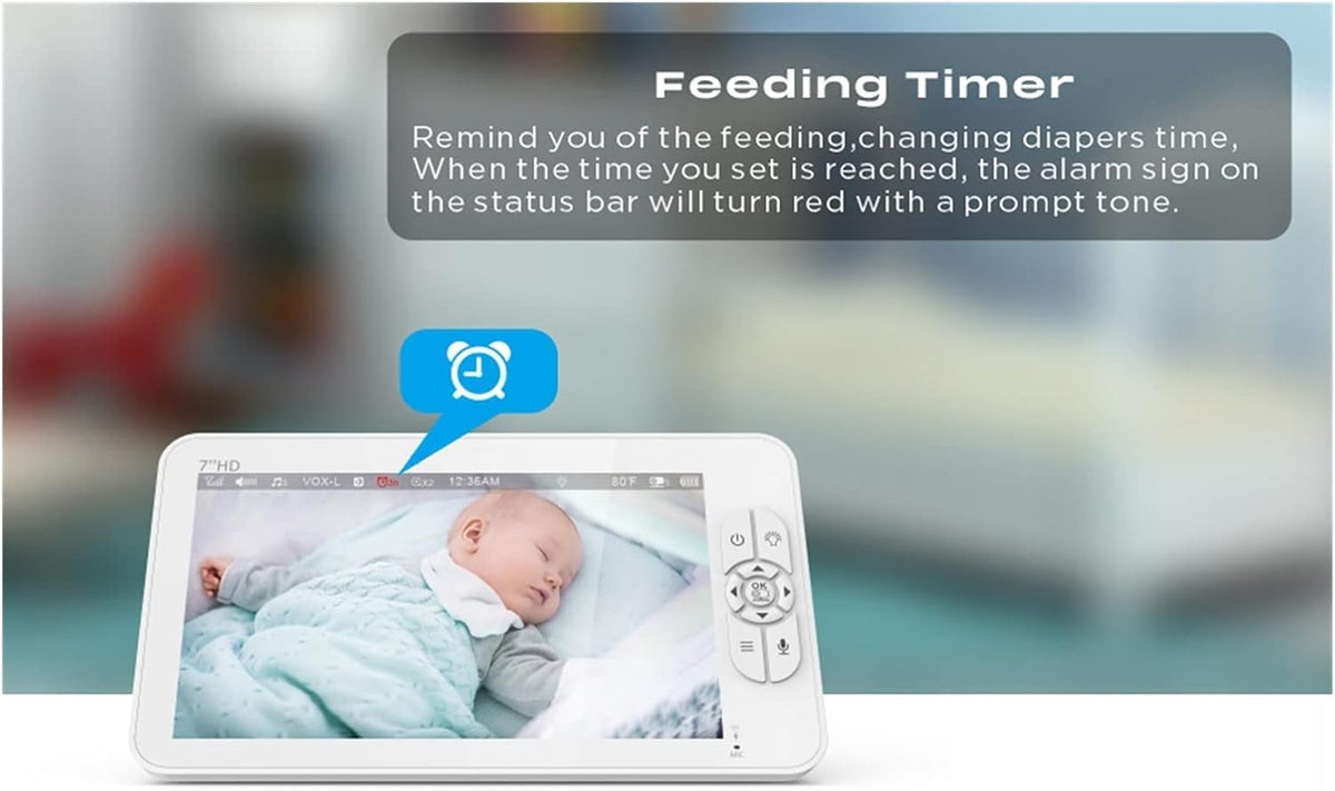 DARMLINK Baby Monitor 7″ HD me 2 Kamera – Night Vision, VOX dhe Zoom 4X
