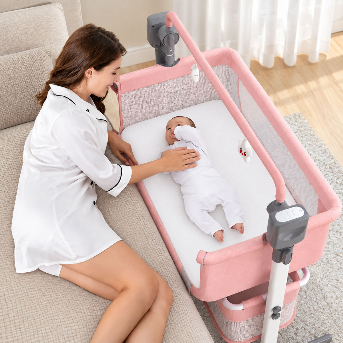 Djep – Shtrat Elektrik Luhatës dhe Muzikor për Bebe, Rozë