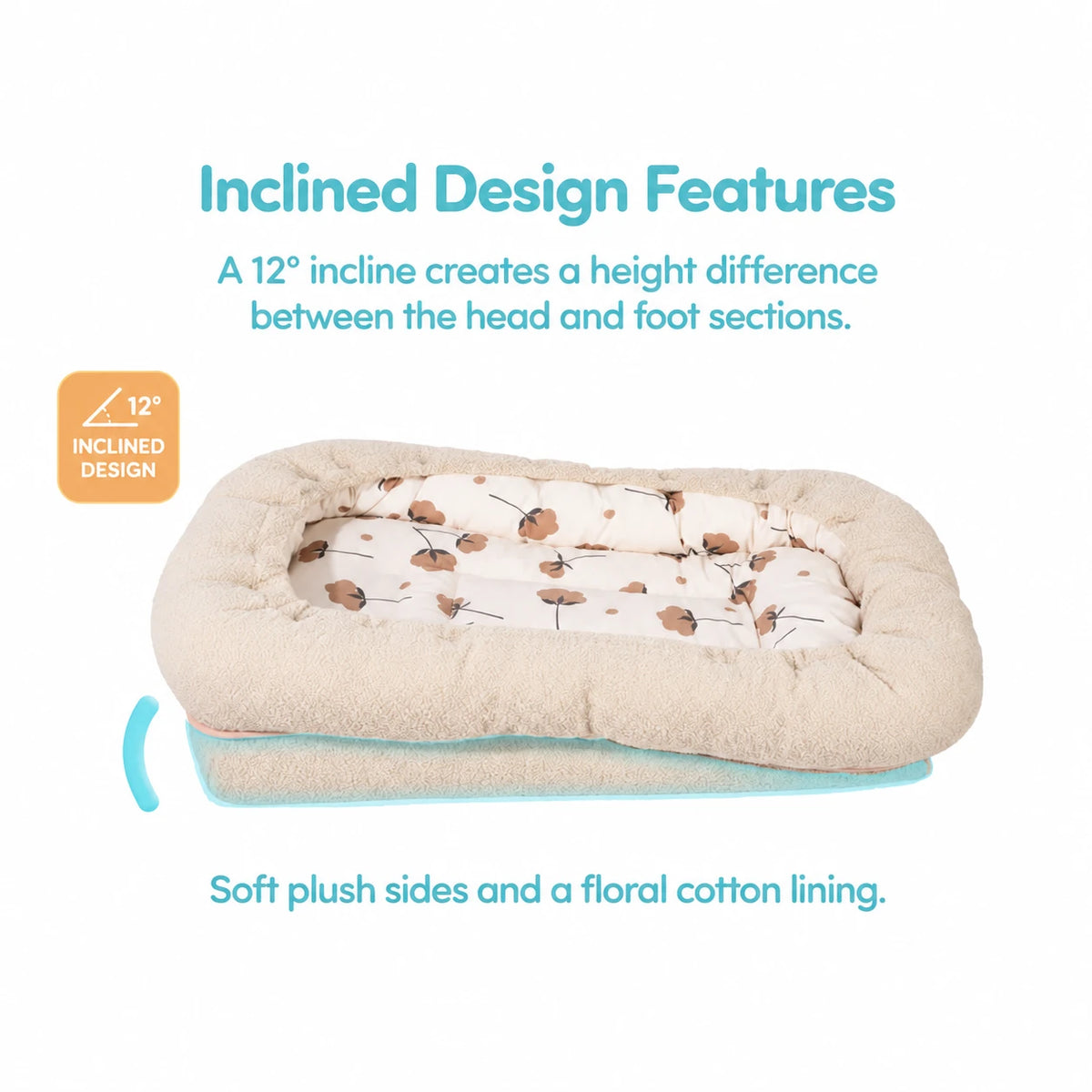 Fole Anti-Refluks për Bebe Teddy – Mini Shtrat me Pjerrësi 12°