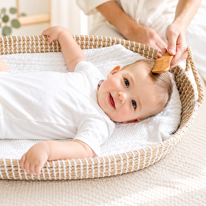 Furçë për Flokët e Bebes nga Dru Natyral me Fije Natyrale – 0M+