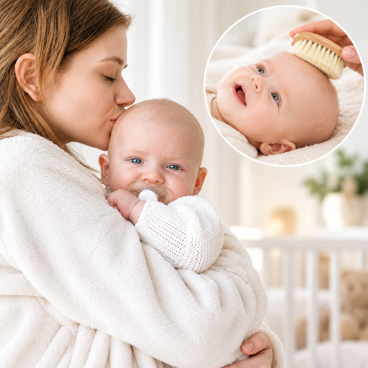 Furçë për Flokët e Bebes nga Dru Natyral me Fije Natyrale – 0M+