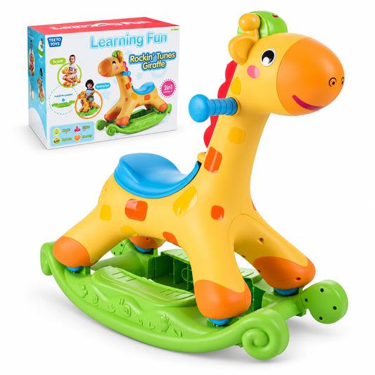 Giraffe 2-në-1 – Luhatëse Muzikore dhe Skuter Ride-On për Fëmijë