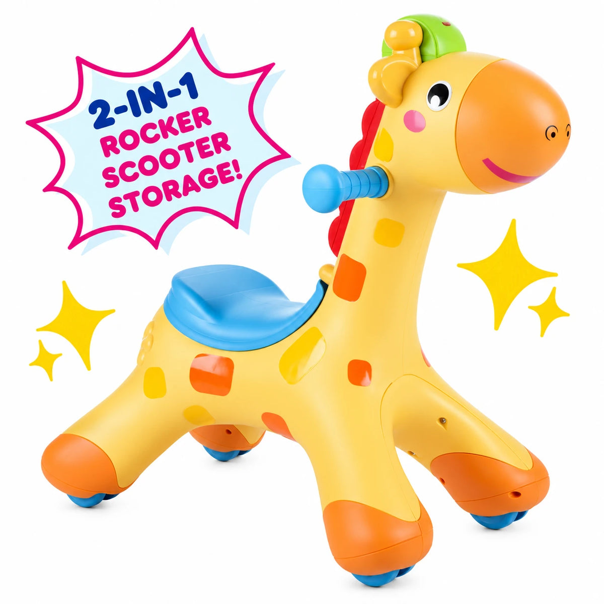 Giraffe 2-në-1 – Luhatëse Muzikore dhe Skuter Ride-On për Fëmijë