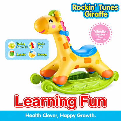 Giraffe 2-në-1 – Luhatëse Muzikore dhe Skuter Ride-On për Fëmijë