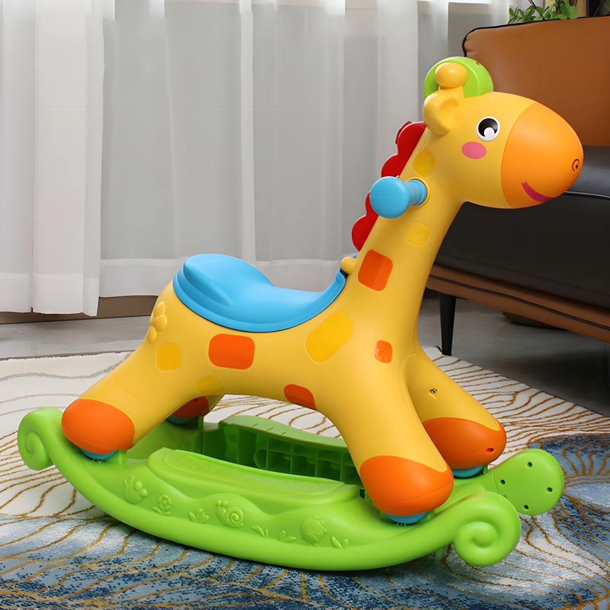 Giraffe 2-në-1 – Luhatëse Muzikore dhe Skuter Ride-On për Fëmijë