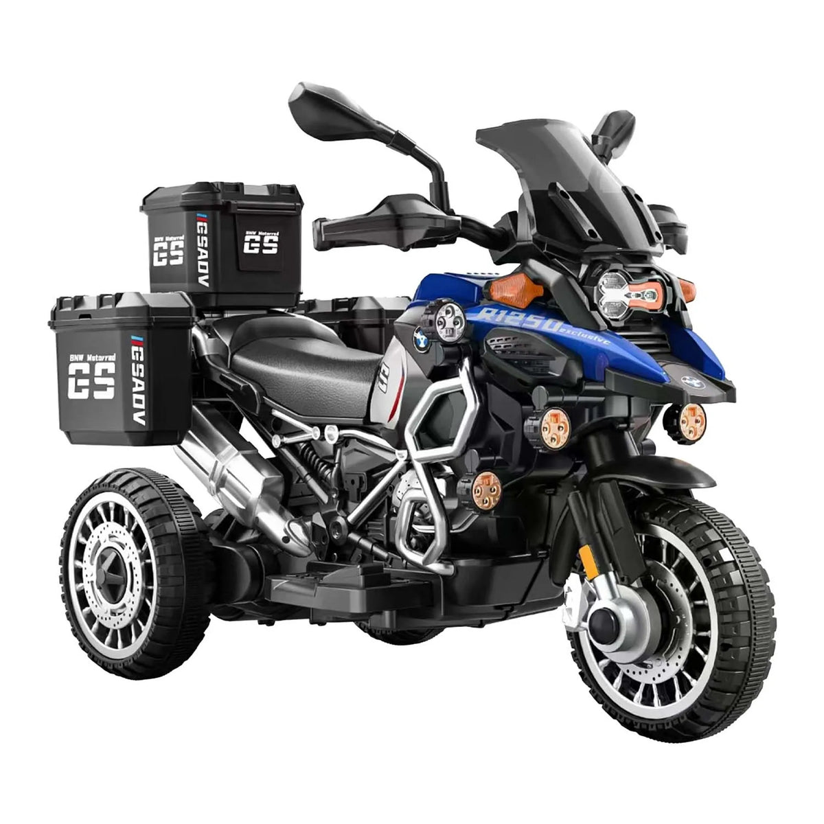 GS Style Touring – Motor Elektrik 3-Rrotësh për Fëmijë me Drita LED dhe Kuti Bagazhi