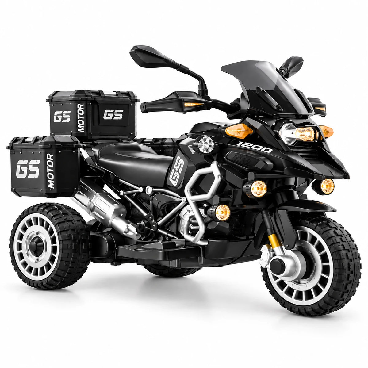 GS Style Touring – Motor Elektrik 3-Rrotësh për Fëmijë me Drita LED dhe Kuti Bagazhi