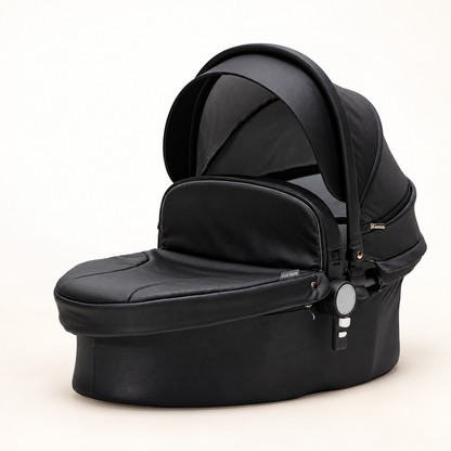 Hot Mom Cocoon Black – Karrocë Premium 2 në 1 me Shportë për Foshnjë