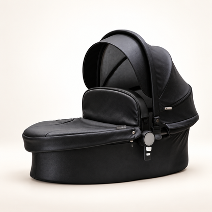 Hot Mom Cocoon Black – Karrocë Premium 2 në 1 me Shportë për Foshnjë