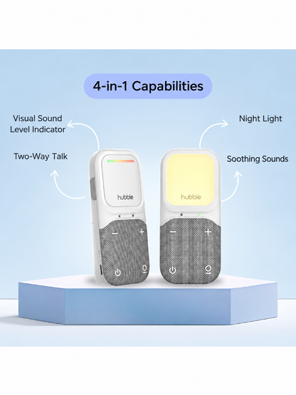 Hubble Sense Glow – Interfon Audio për Bebe me Dritë Nate, VOX dhe Sensor Temperature