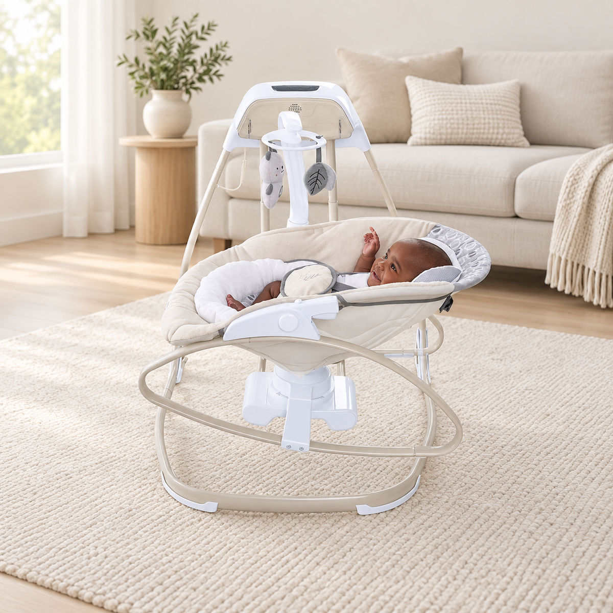 Ingenuity Smart Size Taylor Teddy 10639 – Luhatëse Elektrike dhe Relaksuese 2-në-1 për Bebe