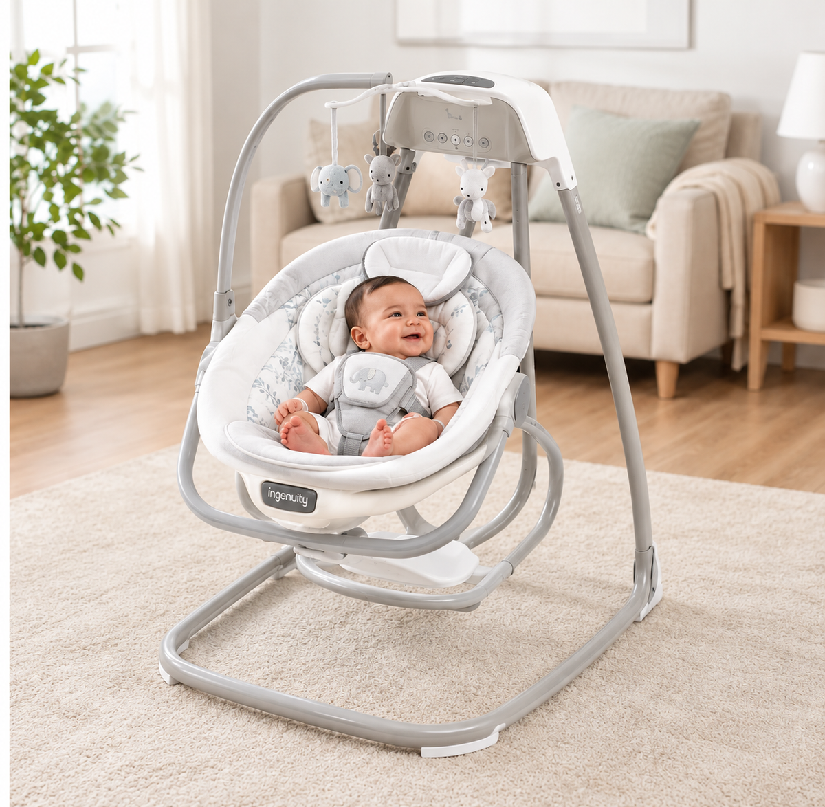 Ingenuity Smart Size Taylor Teddy 10639 – Luhatëse Elektrike dhe Relaksuese 2-në-1 për Bebe