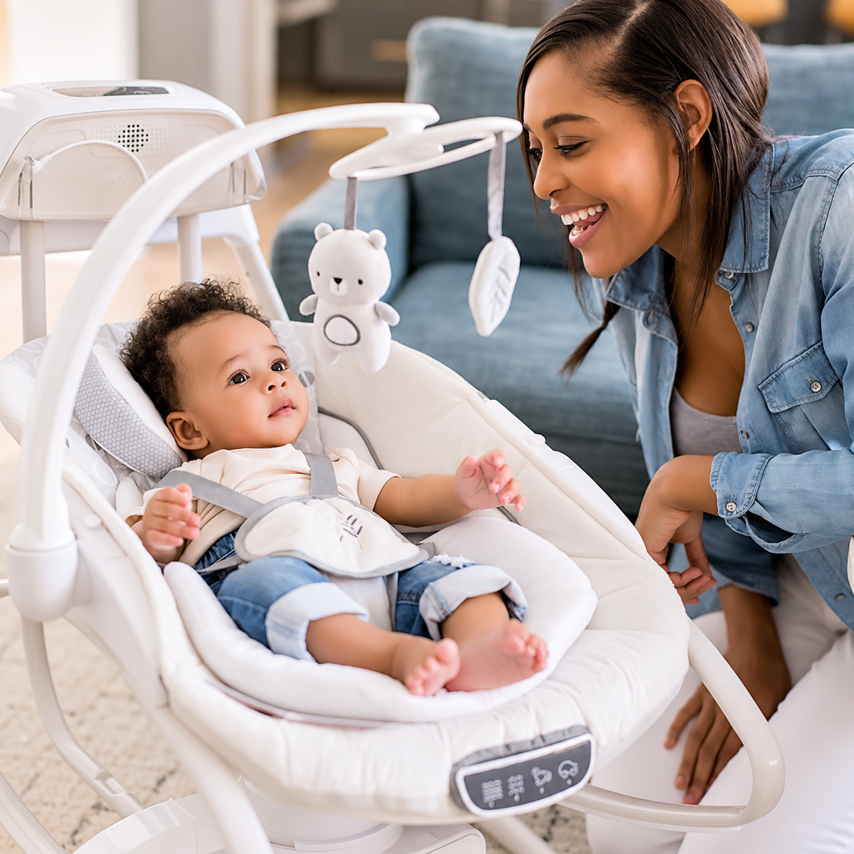 Ingenuity Smart Size Taylor Teddy 10639 – Luhatëse Elektrike dhe Relaksuese 2-në-1 për Bebe