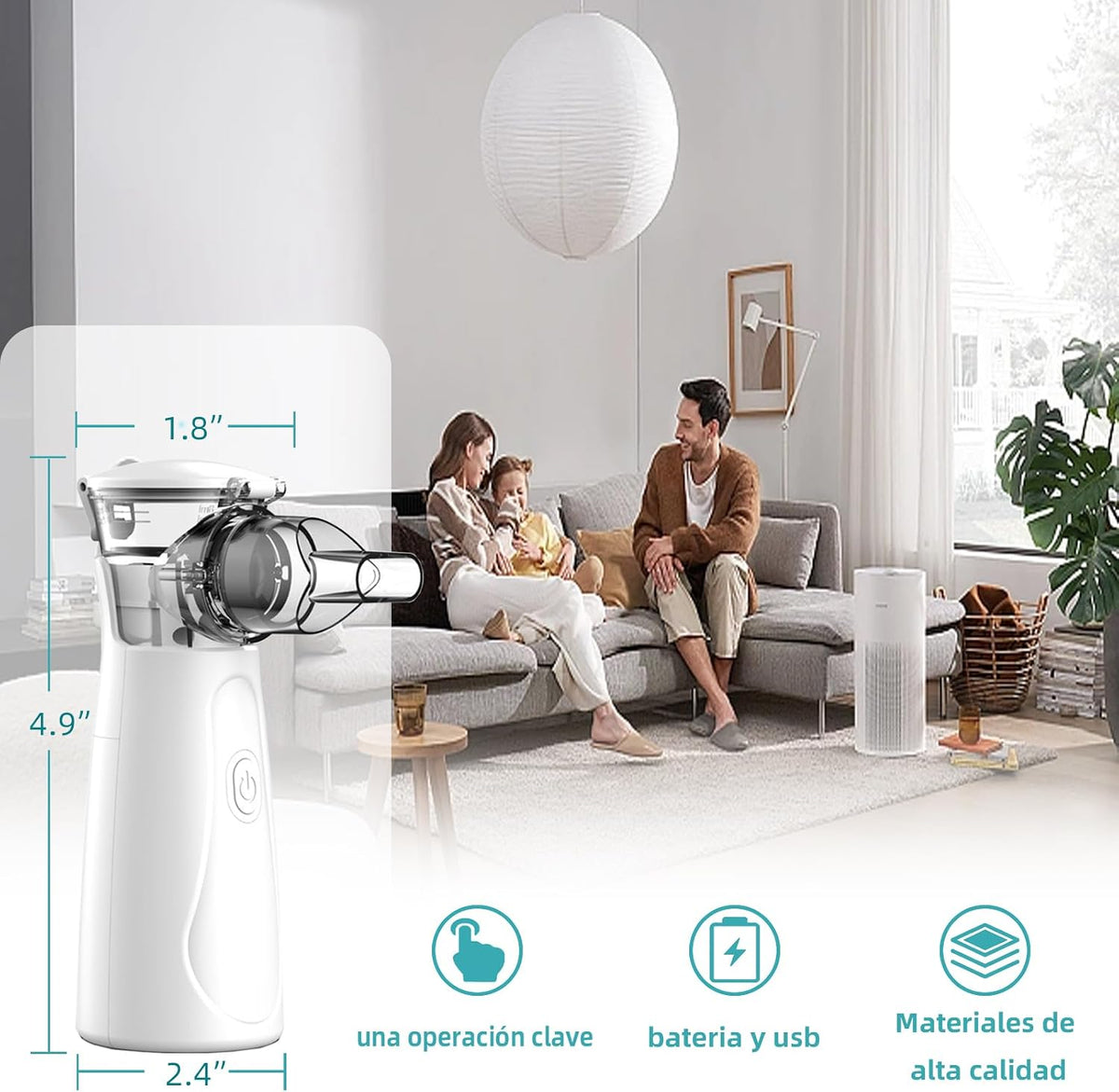 Inhalator Elektrik Mesh – Nebulizator Portativ për Fëmijë dhe të Rritur me Teknologji të Avancuar të Inhalimit