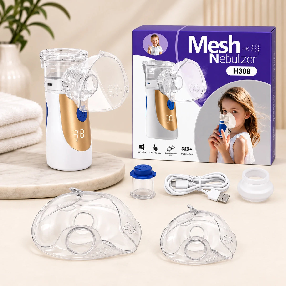 Inhalator Elektrik Portativ Mesh për Fëmijë dhe të Rritur – Nebulizator