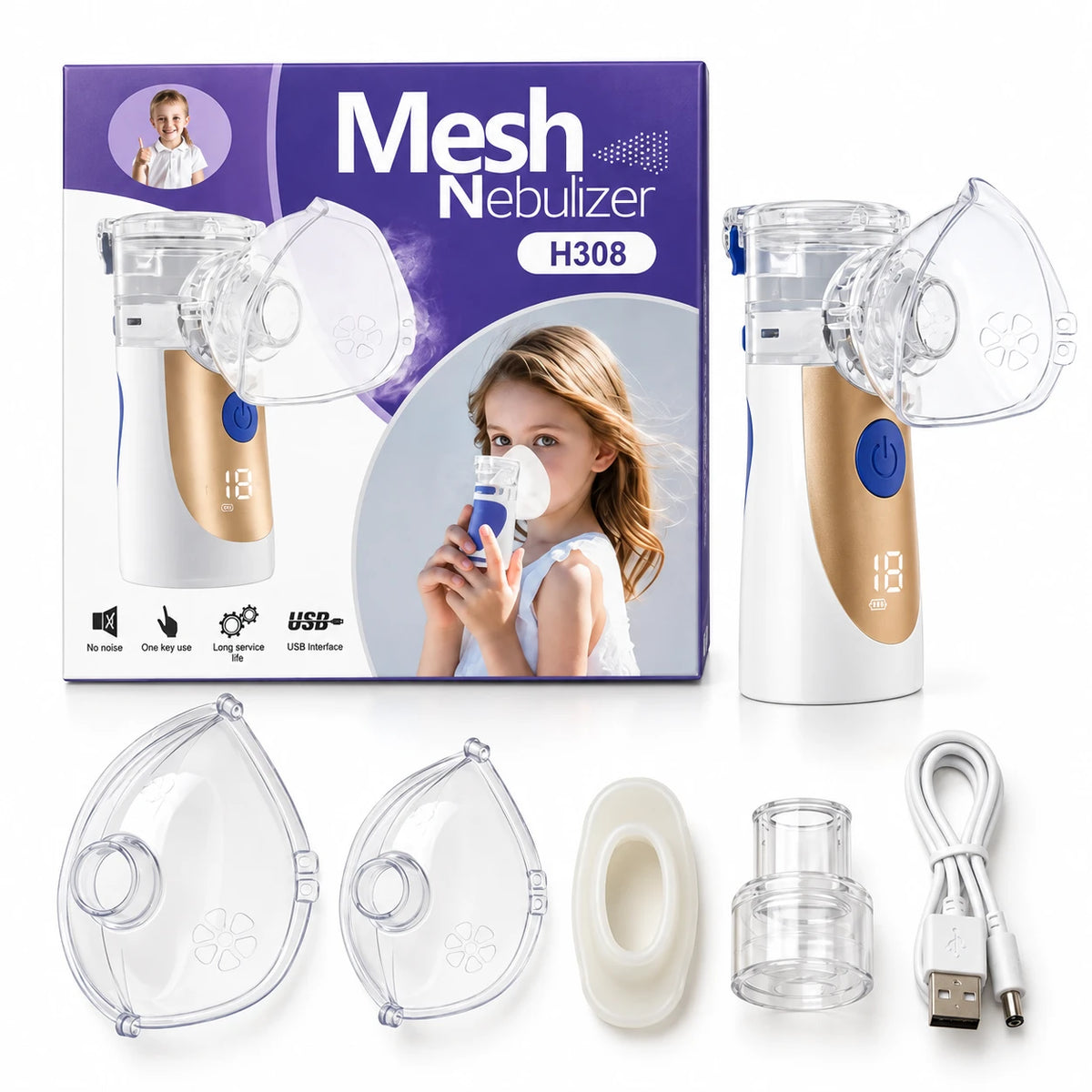Inhalator Elektrik Portativ Mesh për Fëmijë dhe të Rritur – Nebulizator