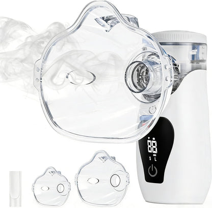 Inhalator Elektrik Portativ për Fëmijë dhe të Rritur – Nebulizator i Rikarikueshëm me Ekran LED, 2 Modalitete dhe Funksion Vetëpastrimi