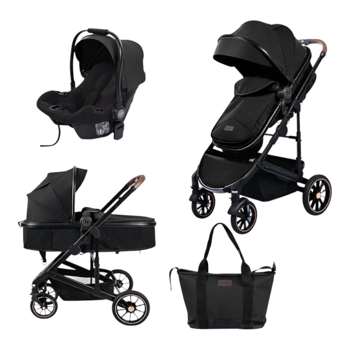 Karrocë Burbay H6 PU – Set 3 në 1