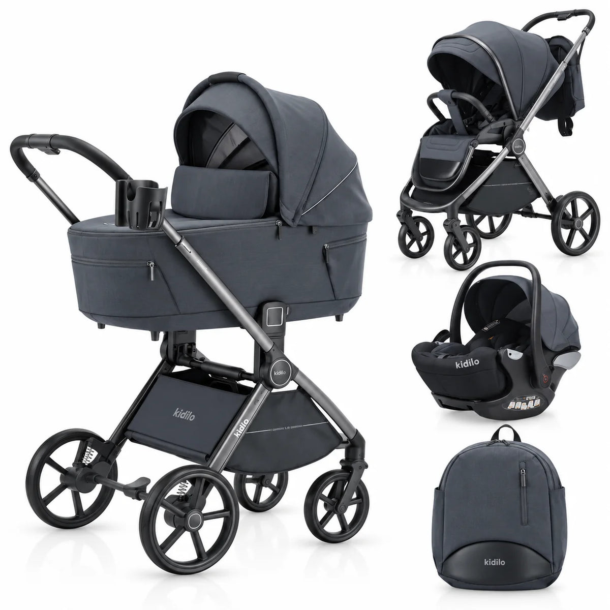 Karrocë Kidilo Ancona – Set 4 në 1 për Bebe